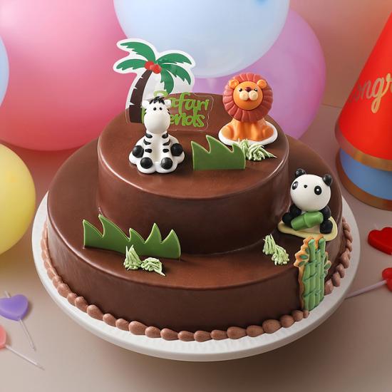 파리바게뜨 사파리 친구들 이야기 케이크(2단)