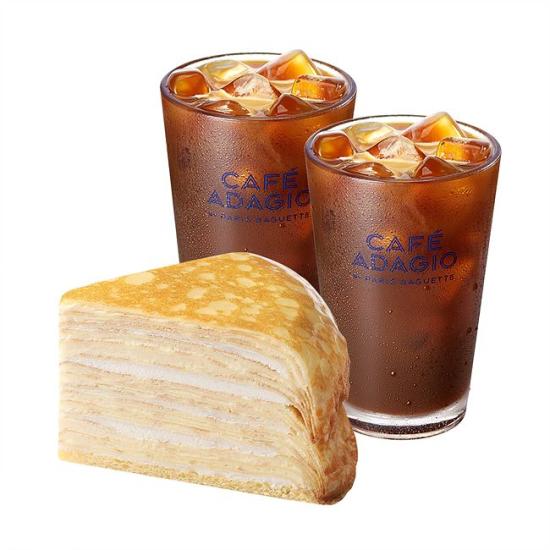 파리바게뜨 크레이프 케이크(조각)+아이스 아메리카노 2잔