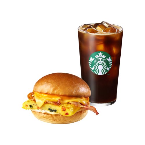 [에너지 가득 한끼] 아이스 카페 아메리카노T+베이컨 체다 & 오믈렛 샌드위치