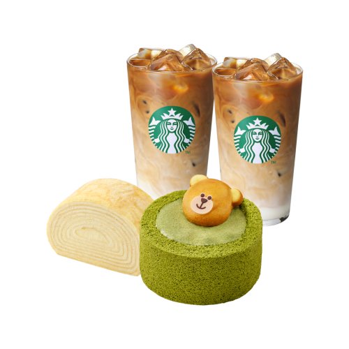 [달달한 하루 보내세요] 아이스 카페 라떼T 2잔+말차 둥둥베어리+생크림 크레이프 롤