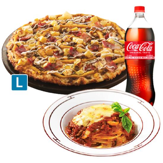 도미노피자 (오리지널)우리고구마 피자 L + 뉴치볼스파게티 + 콜라1.25L