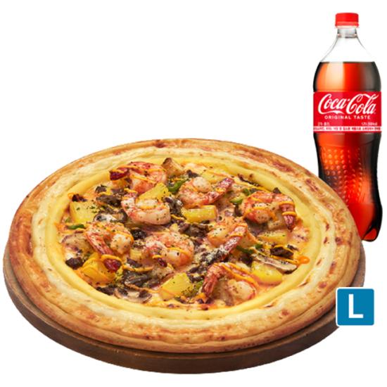 도미노피자 블랙타이거 슈림프 치즈버스트 L + 콜라1.25L