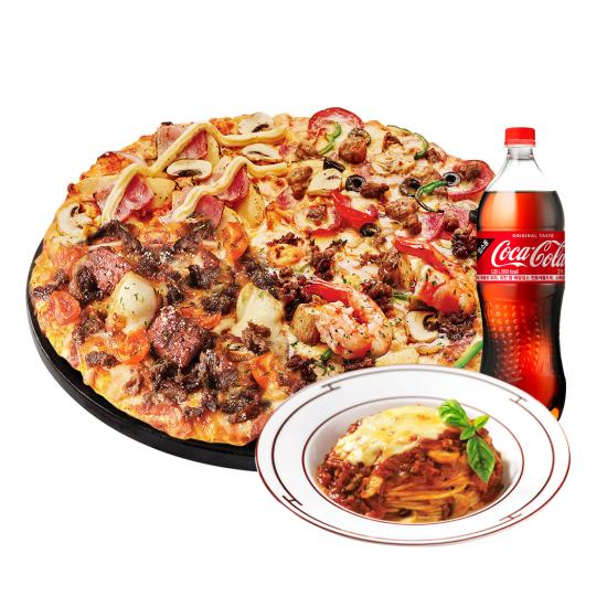 도미노피자 베스트콰트로 피자L + 뉴치볼 + 콜라1.25L