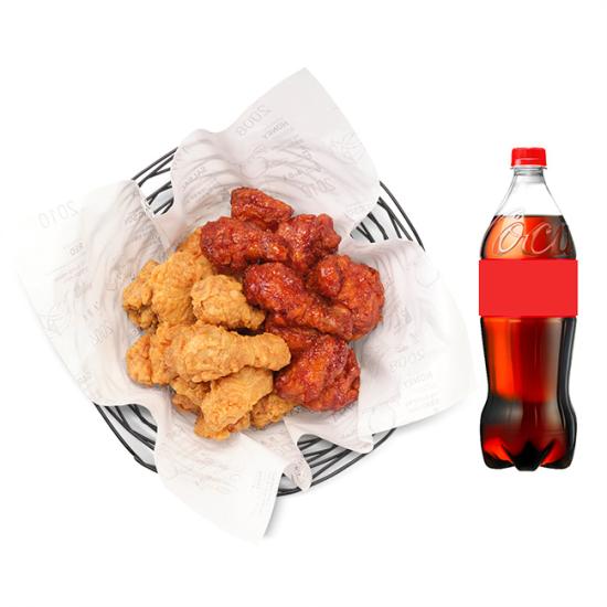 교촌치킨 후라이드양념반반한마리+콜라1.25L
