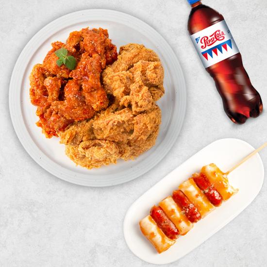 네네치킨 순살양념반후라이드반+네네소떡+콜라(1.25L)