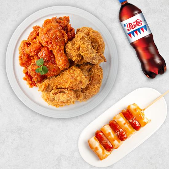 네네치킨 양념반후라이드반+네네소떡+콜라(1.25L)