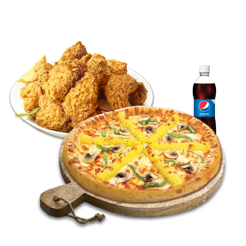 고구마피치세트M(고구마피자M+후라이드치킨(뼈))+치즈크러스트+콜라500ml