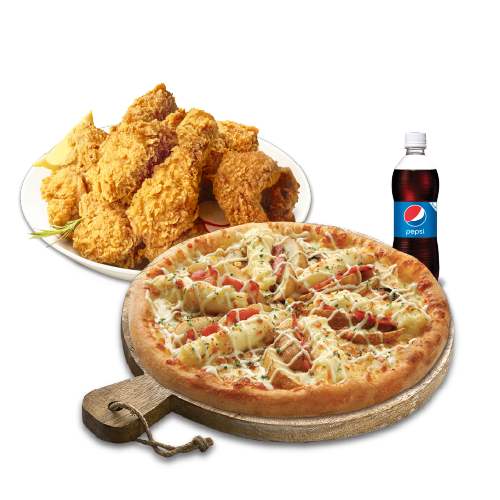 더블포테이토피치세트M(더블포테이토피자M+후라이드치킨(뼈))+치즈크러스트+콜라500ml