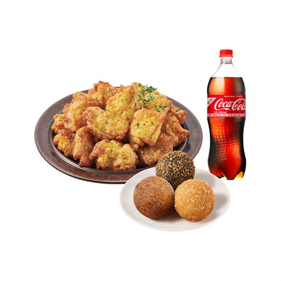 푸라닭 순(다리)살 씬 후라이드+3색볼(3구)+콜라 1.25L