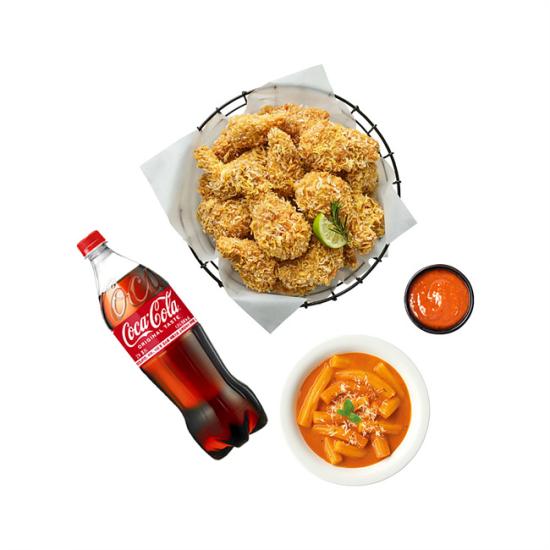 bhc 콰삭킹+분모자 로제 떡볶이+콜라1.25L