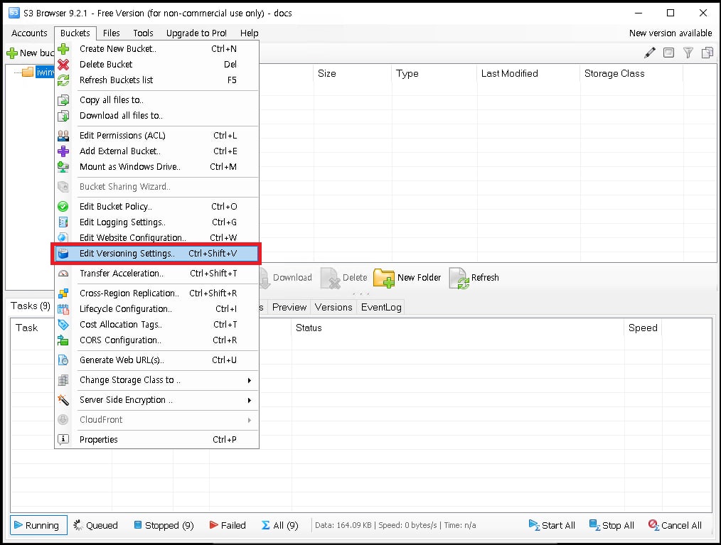 edit versioning setting