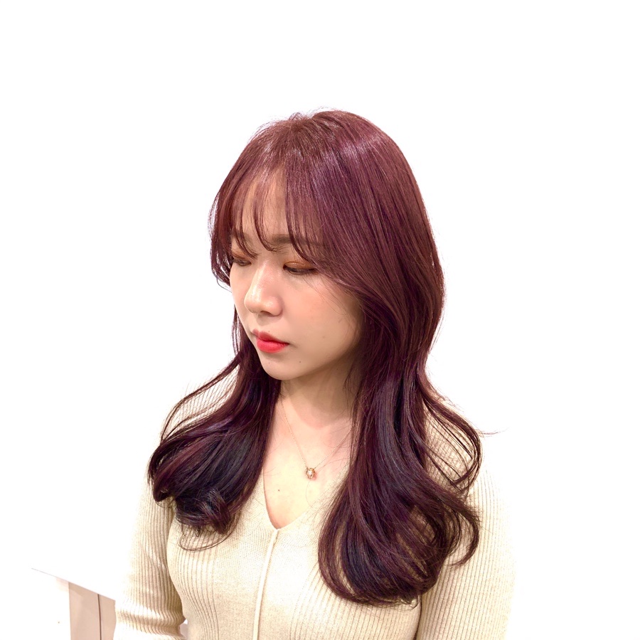 [가산미용실] [올해의]디자이너 수현 탈색없이 레드바이올렛 염색.  박승철헤어스투디오 가산역1호점